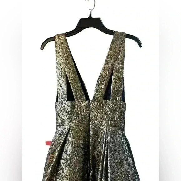 NEW MAC DUGGAL METALLIC JACQUARD ANTIQUE GOLD BALLGOWN sz 0 - Picture 9 of 16